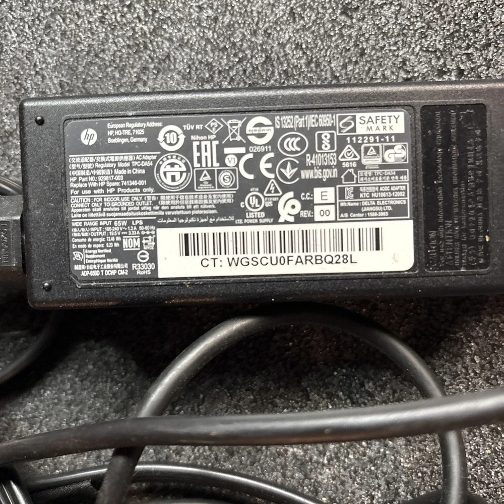 Hp 92817-003 Laptop Charger 7 Mil Bigger Tip. Black Tip For Pavilion Or Pro book